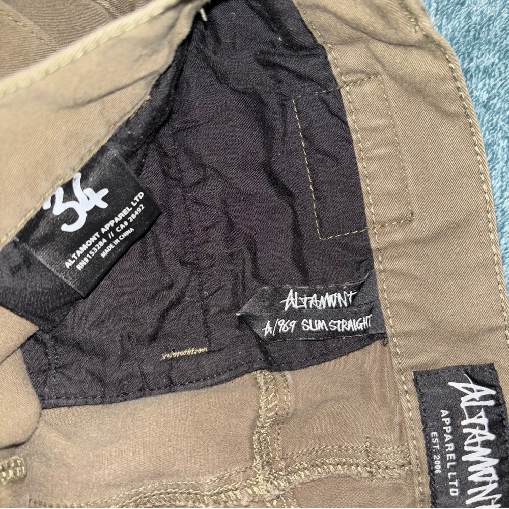 Altamont A/969 Straight Slim Skateboarding Pants in Olive Men’s Size 34 x 32 - Picture 6 of 6